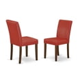 thumbnail image 5 of East West Furniture 1MZAB3-MAH-72 3Pc Dinette Sets for Small Spaces Consists of a Wood Dining Table and 2 Parsons Dining Chairs with Firebrick Red Color PU Leather, Drop Leaf Table with Full Back..., 5 of 8