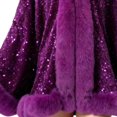 thumbnail image 5 of Fewfanhot Sequin Faux Fur Trim Cape Shawl, Open Front Warm Poncho Wrap for Women Evening Wedding Party Dresses, 5 of 6