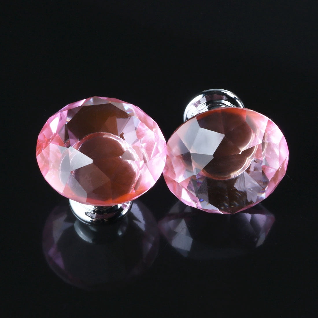 Unique Bargains 1.18" Crystal Glass Cabinet Knob Polished Chrome