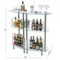 thumbnail image 6 of Mango Steam Contemporary Home Bar Liquor Table | Modern Clear Tempered Glass Shelves | 41" H x 47" L x 13.6" D, 6 of 11