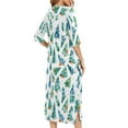 thumbnail image 5 of Women's Christmas Pajamas Dress Three Quarter Sleeves Crewneck Zip Up Home Pjs with Pockets White-10 M, 5 of 7