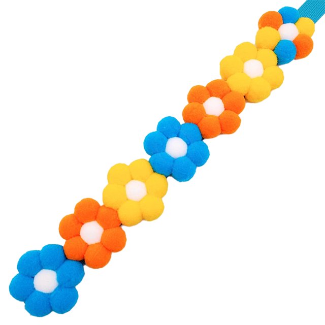 CAROOTU Soft Plush Dog Cat Collar Rainbow Flowers Decor Hook & Loop Pet Neck Strap Adjustable Length for Small Medium Breeds New