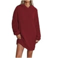 thumbnail image 3 of Meichang Women's Fuzzy Nightgown Hooded Fleece Sleepwear Short Nightgown Long Sleeve Loose Warm Winter Sleepdress Soft Plush Hoodie Sweatshirt Dress, 3 of 6