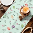 thumbnail image 3 of Easter Table Runner 36 Inches, Spring Colorful Eggs Tulip Flowers Leaf Plant Green Bed Runner Dresser Scarves Tabletop for Indoor Outdoor Parties/Ceremony/Banquet, 13"x 36", 3 of 8