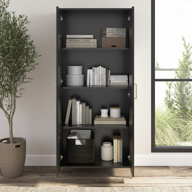 (最終値下)コピアポア 黒士冠ダブルベッド× NEIGHBORHOOD SRL Bush Furniture Soho Tall Storage Cabinet with Doors in Black