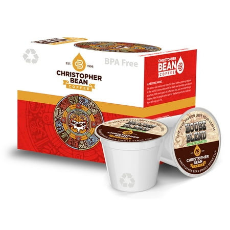 House Blend Half Caff Decaf Single Cup Coffee Christopher Bean Single Serve K Cup Pods, (18 Count Box) Keurig Brewer