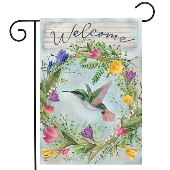 Briarwood Lane Spring Garden Flag 12x18 For Outdoor Hummingbird Wreath For Spring Garden Flag Flags For Outside