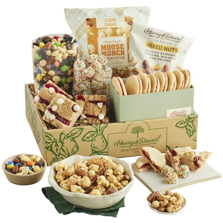 Harry & David Sweet & Salty Snacks Food Gift Basket With Popcorn, Mixed Nuts, Party Snack Mix, Galettes, Cookie Bars, Gummies, Perfect Gift For Any Occasion, Family, Friends, Coworkers, Loved Ones