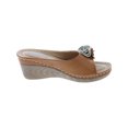 thumbnail image 3 of GOOD CHOICE Womens Brown 1/2" Platform Flower Detail Cushioned Comfort Sydney Round Toe Wedge Slip On Slide Sandals 9, 3 of 4