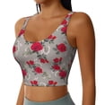 thumbnail image 2 of Vsdgher Rose Flowers Print Women Sleeveless Athletic Tank Top Built-in Bra Camisole Sports Vest for Yoga Running Fitness Exercise with Removable Pads, 2 of 8