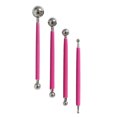 thumbnail image 4 of Stylus Tools 5pcs Herramienta de indentación de arcilla de cerámica de silicona DIY de 2 vías y 4pcs Herramientas de bola de metal de doble punta - Rojo 9 Piezas kenally HA2928-02B, 4 of 6