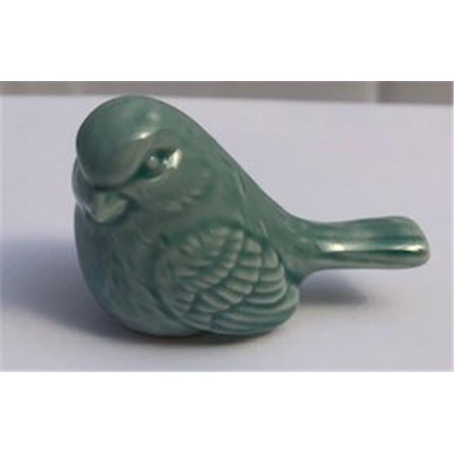 Urban Trends 50137 Ceramic Sitting Bird Figurine with Head Turned to The Side and Patterened Design Body Set of Two Gloss Finish White