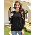 thumbnail image 4 of JYLFC Women Casual Long Sleeve Shirts with Pockets Crew Neck Sweatshirt with Pockets Loose Soft Lightweight Tunic Tops Black XL, 4 of 7
