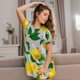 thumbnail image 3 of Easygdp Lemon Seamless Pattern Oil Painting Effect Camisón de manga corta para mujer, informal, estampado, 3 of 6