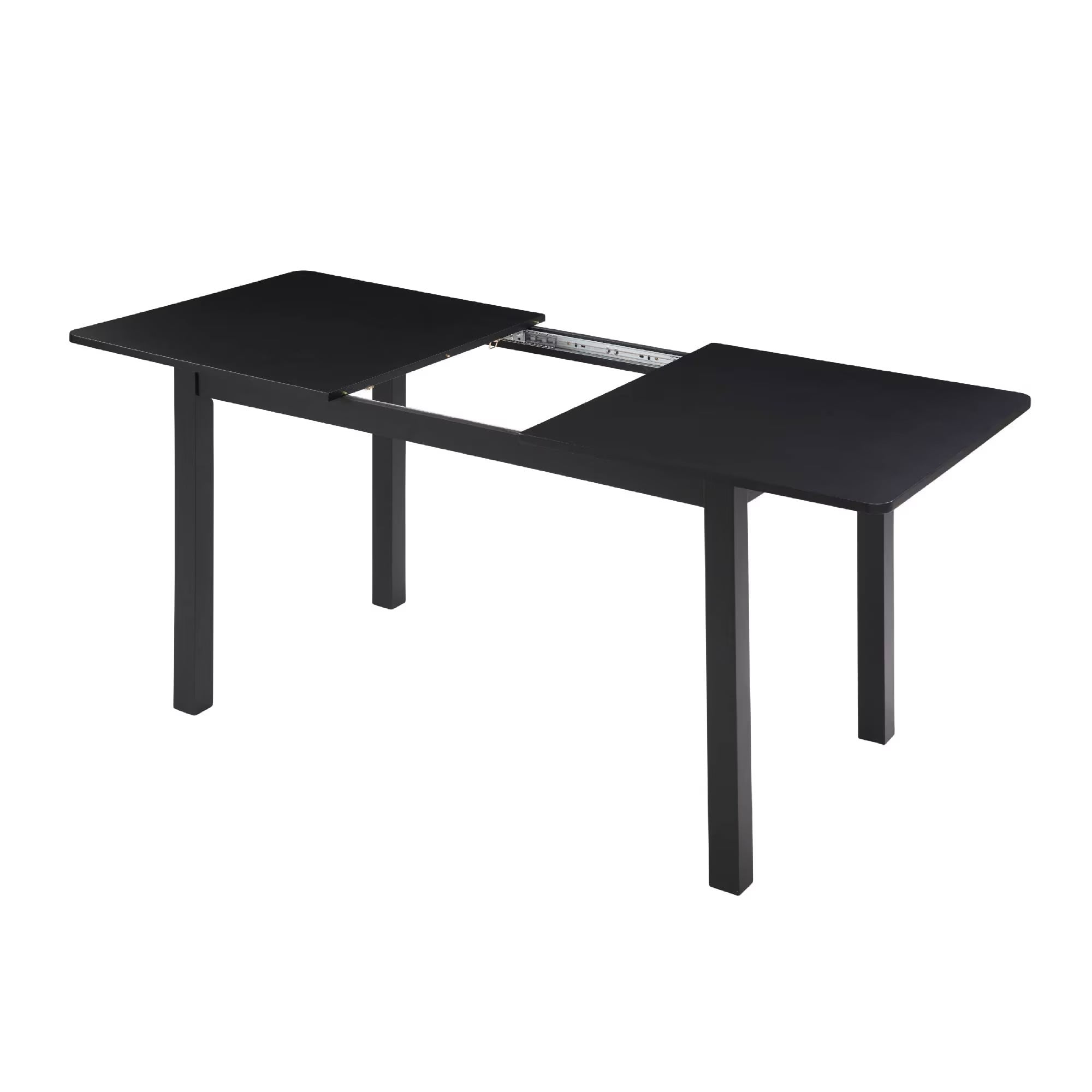 59" Extendable Dining Table, Modern Wooden Kitchen Table for 4-8 People, Expandable Dining Room Table, Multipurpose Home Office Desk for Small Space, Black