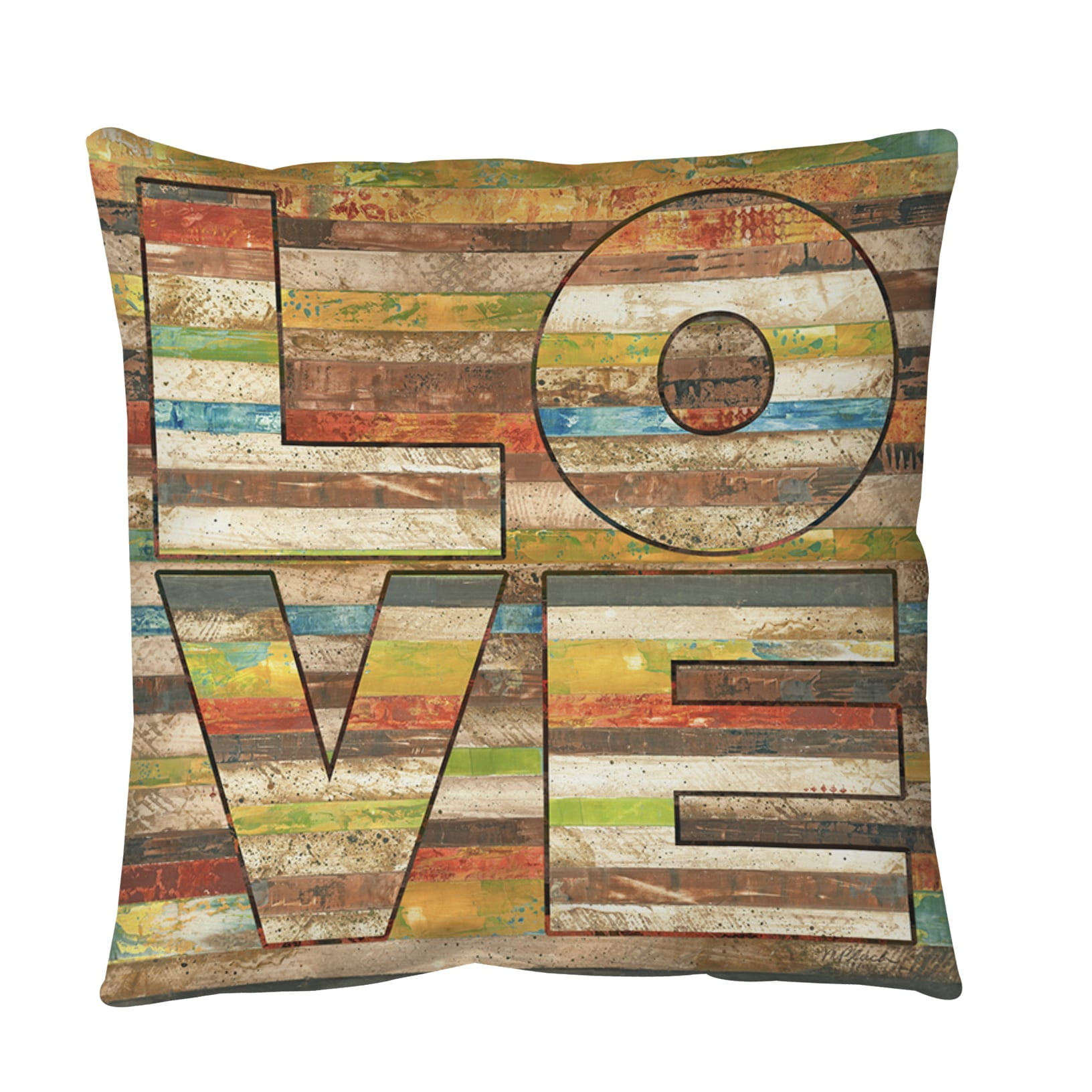 Manual Woodworkers and Weavers Striped Love Throw or Floor Pillow