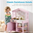 thumbnail image 3 of Best Choice Products Pretend Play Wooden Farmhouse Kitchen Set w/ Storage, Clicking Knobs, 5 Accessories - White/Black, 3 of 9