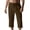Brown, variant on UAMVSH Men's Linen Capri Pants Casual Elastic Waist Drawstring Beach Shorts Summer Hawaiian Below Knee Long Shorts with Pockets
