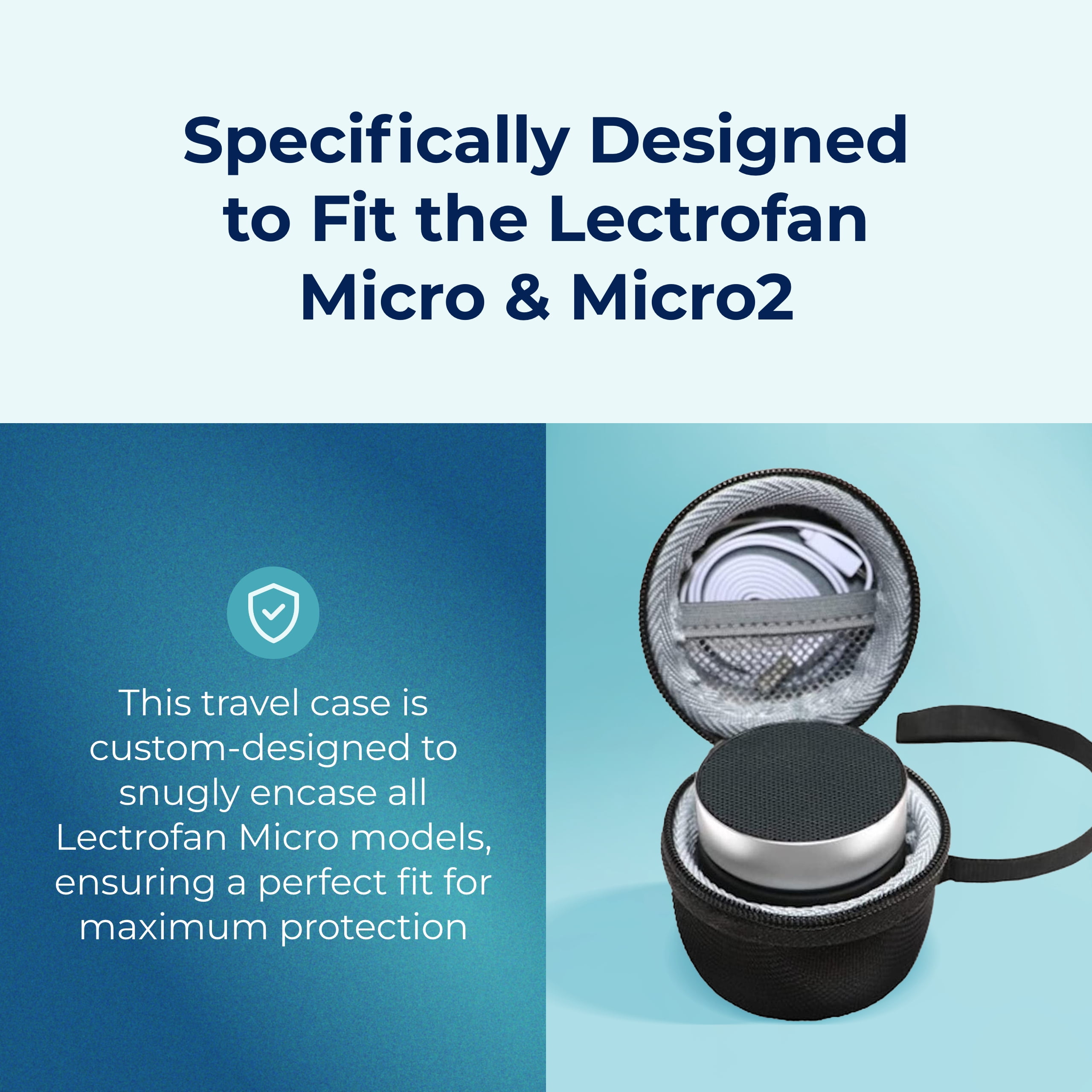 Adaptive Sound Technologies LectroFan Micro2 & Carrying Case for LectroFan Micro2 - Portable Bluetooth Speaker - Compact Sound Machine for Travel - Black Sound Machine & Black Case