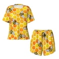 thumbnail image 4 of Lsque Honeycombs Women's Short-Sleeved Pajama Set - 2 Piece Soft and Lightweight Sleepwear Set-Small, 4 of 9
