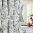 thumbnail image 5 of CURTAINKING French Door Curtains Panel Farmhouse Linen Rod Pocket Curtains for Door Window 50"x40" Floral Printed Blue on Beige, 1 Tieback Included, 5 of 9