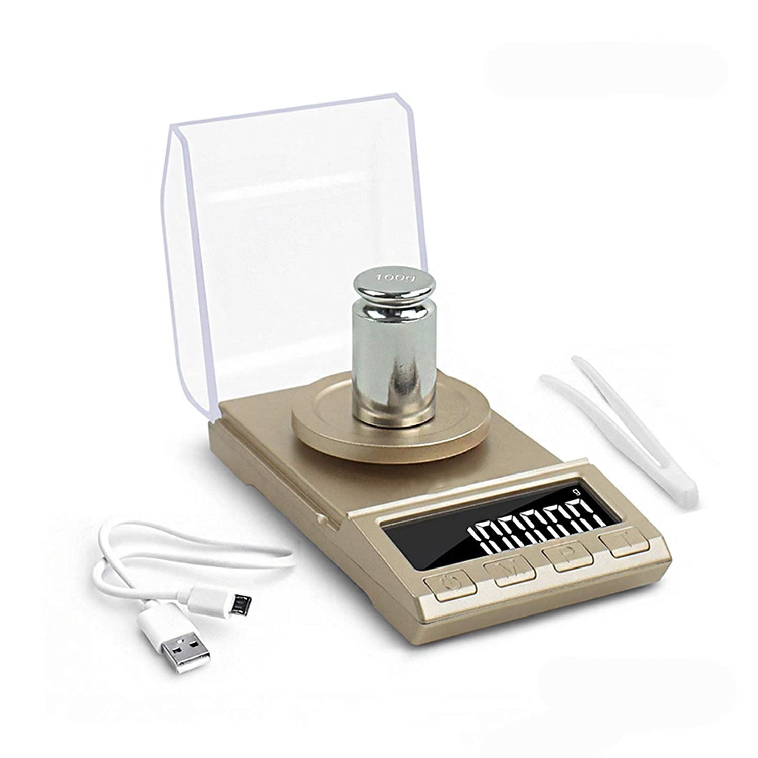 Digital Milligram Scale 50 x 0.001g Portable Lab Jewelry Reload Powder Gold Scales with Calibration Tare Weights 8068G-50G 