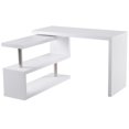 thumbnail image 2 of Bureau Moderne en Forme de Coin, Bureau d'Ordinateur de Bureau avec Étagère de Rangement, Blanc, 2 of 8