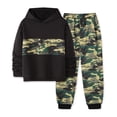 thumbnail image 4 of Tisuna Boys 2 Pieces Tracksuit Outfit Set Child Color Block Long Sleeve Hoodie And Jogger Pants Set Comfortable Casual Little Boys Child School Holiday Sport Wear Black, 4 of 5