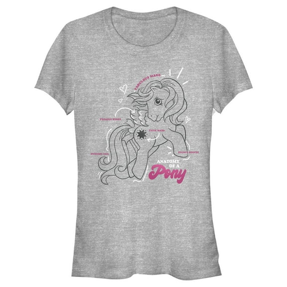 Junior's My Little Pony Cute Anatomy Lesson  Graphic Tee Athletic Heather Small