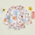 thumbnail image 2 of Bagilaanoe Toddler Baby Girl One-Piece Swimsuit Floral Print Long Sleeve Zipper Rashguard Swimwear 6M 12M 18M 24M 3T Kids Ruffle Bathing Suit, 2 of 7