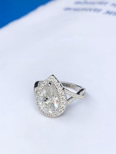 2.01 CT Moissanite Engagement Ring for Women | GRA Certified, Platinum Plated Sterling Silver, Pear Cut Solitaire, D Color VVS1 Clarity | Wedding, Engagement & Promise Ring