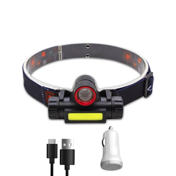 Faro al aire libre recargable LED impermeableFaro de acampado al aire libre Ajustable recargable recargable Faro de ciclismo Faro que funciona 2 modos de iluminación de cabeza Linterna Tipo 2 Cargador tholdsy OD002417-05B