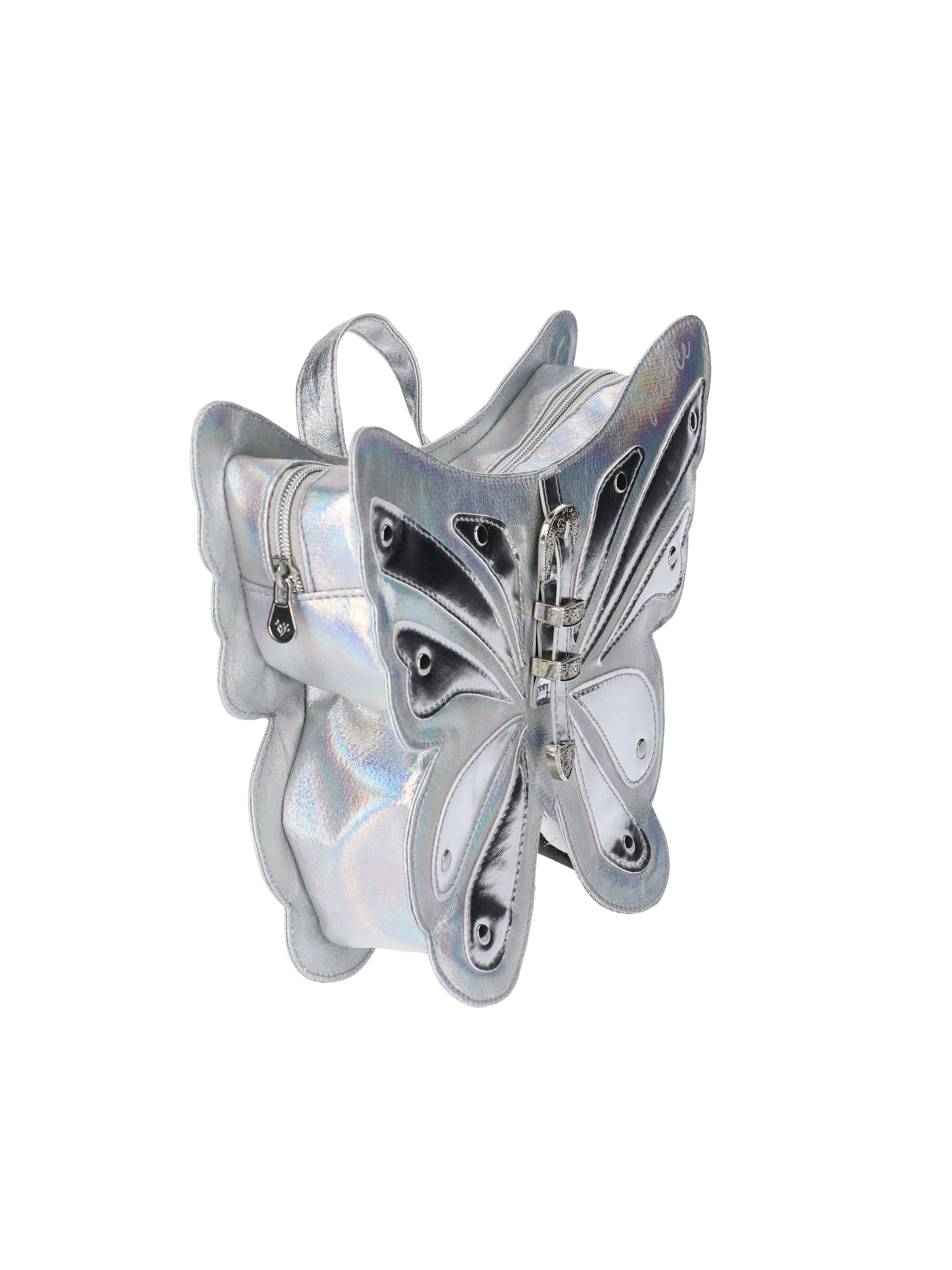 Justice Girls Butterfly Shaped Mini Backpack, Silver
