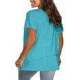 thumbnail image 4 of Delayuji Plus Size V Neck T Shirts Women Short Sleeve Tops Casual Summer Tshirts Loose Fit Tee Blue L Polyester,Spandex Short Sleeve Shirts for Women, 4 of 5