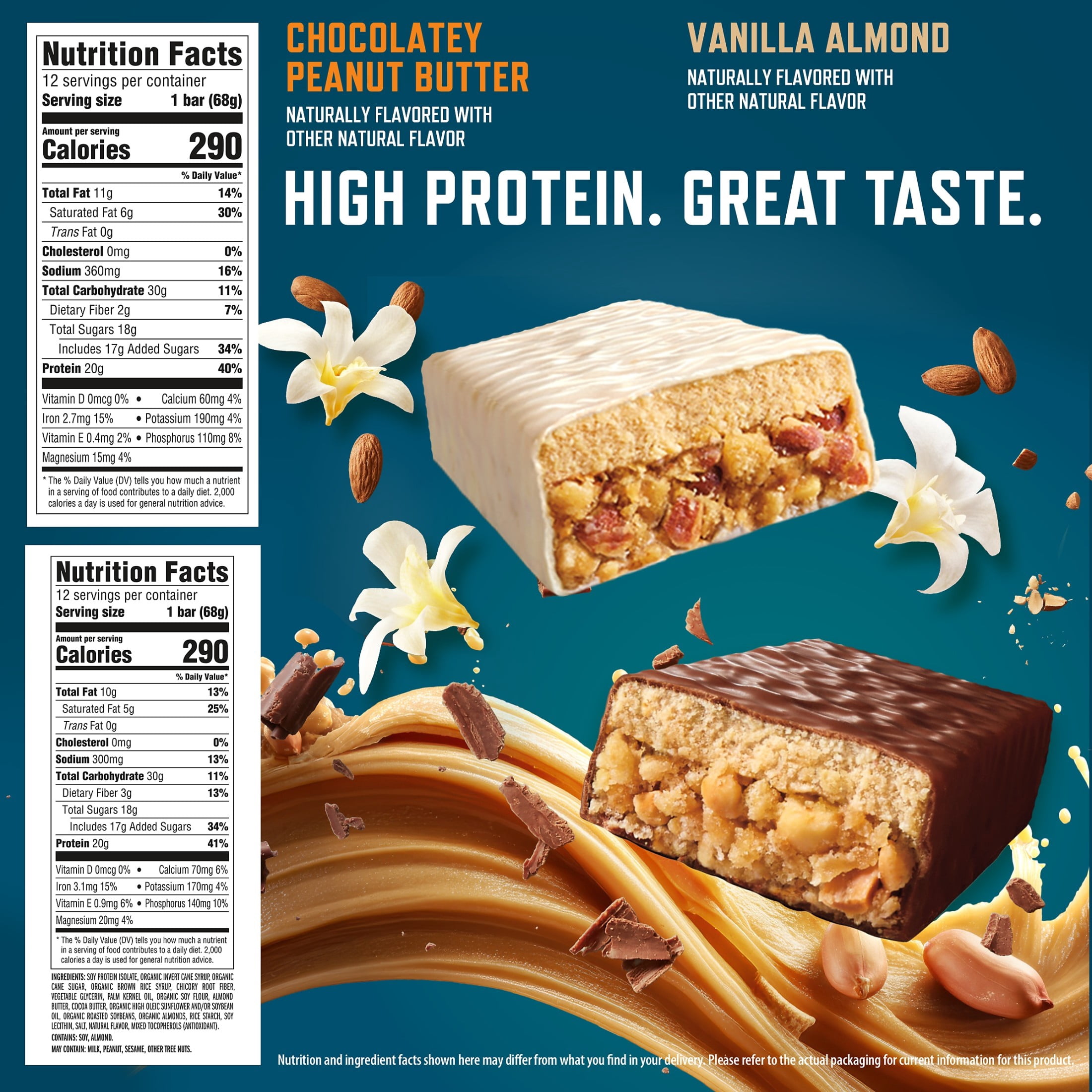 CLIF BUILDERS Protein Bars Variety Pack, 2 Flavors, Plant Protein, Gluten Free Bars, 10ct