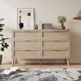 thumbnail image 1 of Cómoda de dormitorio moderna - 6 cajones de ratán - Amplio espacio de almacenamiento - Diseño mid-century en madera - Perfecta para dormitorio, entrada o pasillo - Color roble natural, 1 of 8
