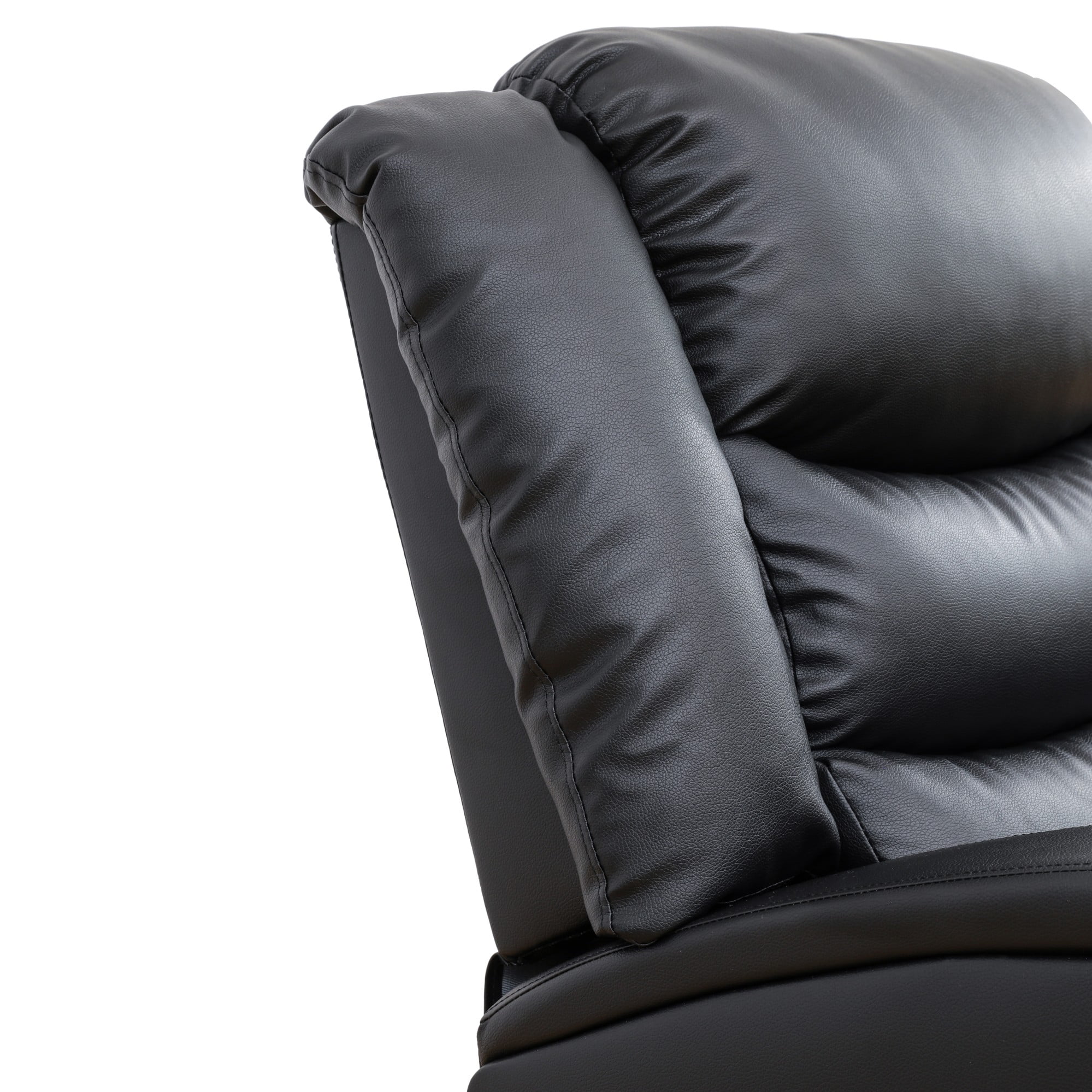 Gewnee Black 2-Piece Living Room Recliner Sofa Set with Air Leather & Solid Wood Frame, Double-Layer Springs, Suitable for Living Room