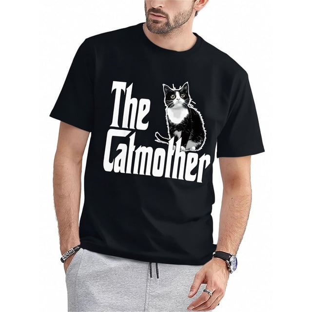 Camiseta divertida de mamá gata, mamá gata, mamá gata en blanco y negro, para adultos, hombres, mujeres, adolescentes, jóvenes, camisetas de ocio.