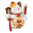 thumbnail image 5 of Japanese Lucky Charm White Beckoning Cat Maneki Neko With Waving Arm Figurine 9", 5 of 9