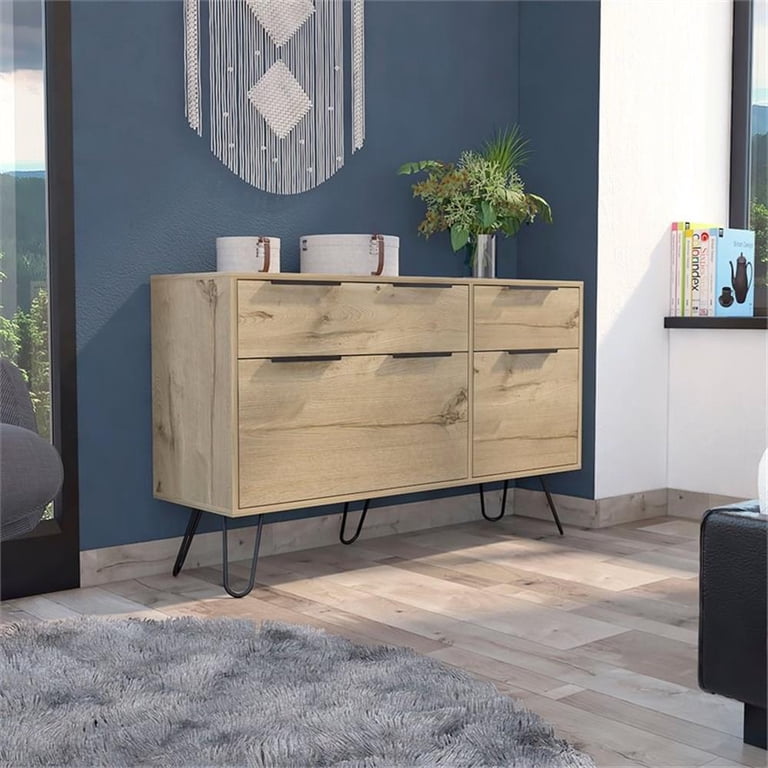 atlin designs dresser Atlin Designs Modern Metal Dresser with 4-Drawers in Light Oak