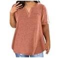 thumbnail image 1 of Women's Fashion Color Block Gradient Print Top - V Neck Short Sleeve Casual Loose Blouse, Polyester Summer Style, 1 of 6