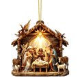 thumbnail image 2 of Yardvibe Handcrafted Christmas Nativity Ornament, 4 Inch Resin Hanging Piece with Radiant Star Accent, Holiday Display for Tree Mantel Shelf Window, Radiant Arch Stable Scene, 2 of 6