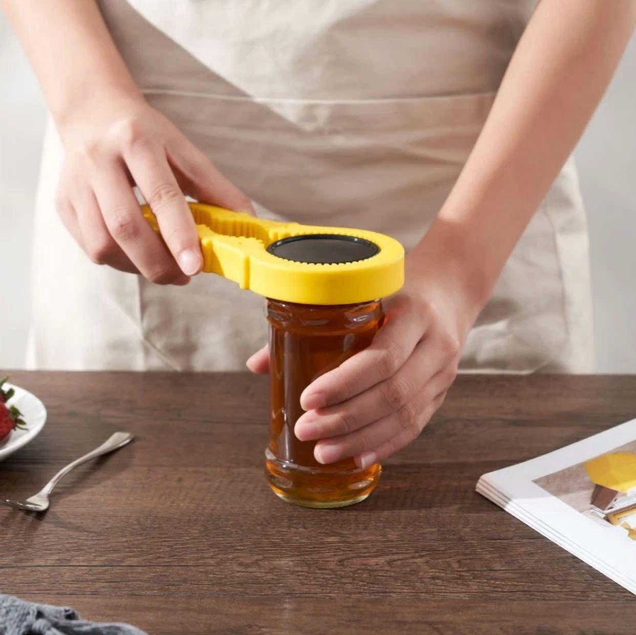Portable Can Opener Multi Purpose Jar Lids Bottle Cap Grip Rubber Opener Tool
