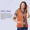 thumbnail image 3 of SAGEFINDS Women's Corduroy Vest, Sleeveless Jacket with Pockets, Stand Up Collar, Snap Button - Rose Mist - 1X, 3 of 7