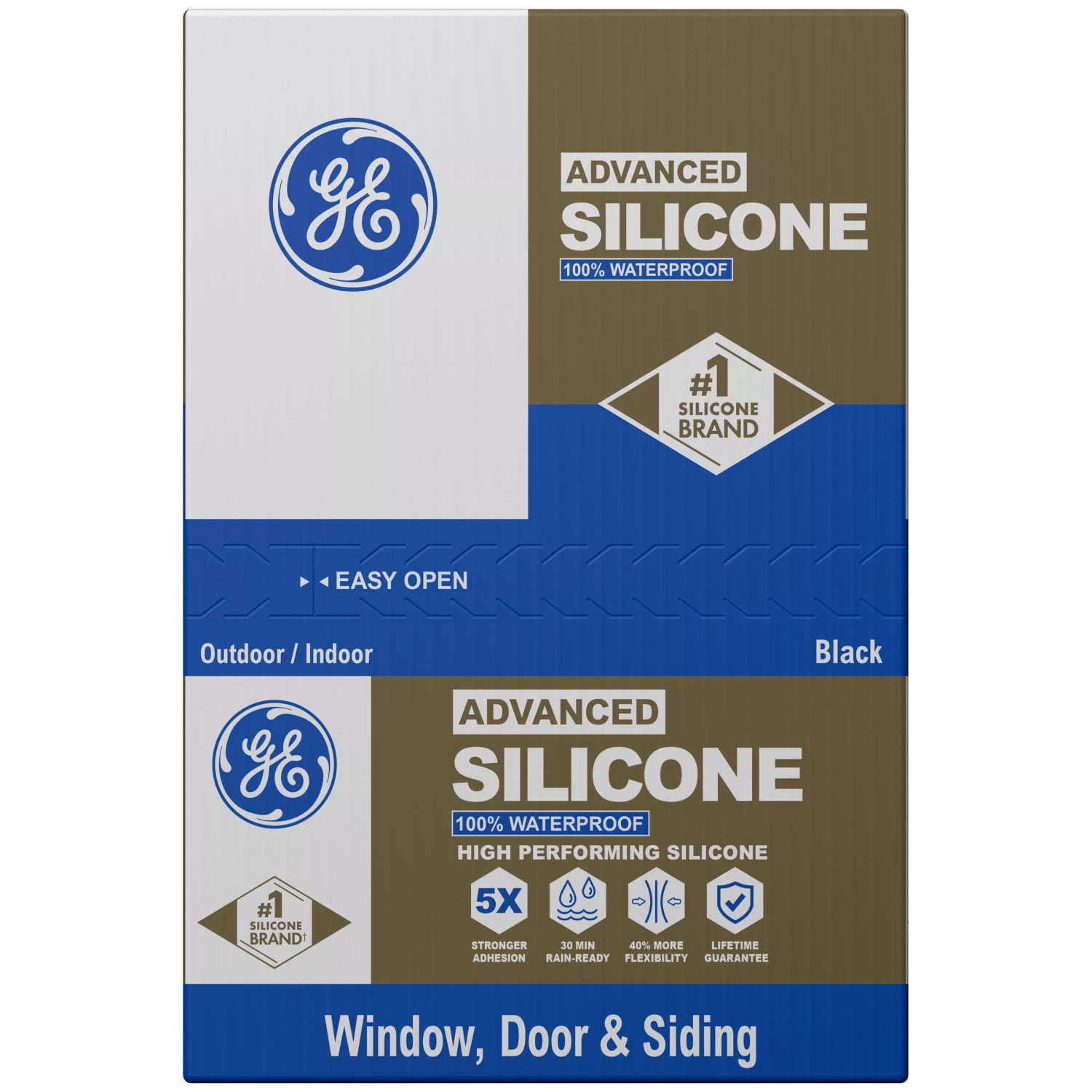(6 pack) GE Advanced Silicone Window & Door Sealant, Pack of 1, Black 10.1 fl oz Cartridge