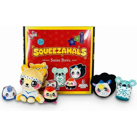 Squeezamals World of Food Sushi Bowl Mini Plush Set