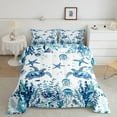 thumbnail image 2 of Manfei Turtle Bedding Queen Comforter Set,Underocean Animal Down Comforter,Cute Jellyfish Starfish Bedding Sets Queen with Comforter For Boys,Ultra Soft Room Decoration Reversible,3 Pieces, 2 of 7