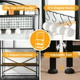 thumbnail image 5 of Bakers Rack for Kitchen, 33-inch Wide Coffee Bar Station with Power Outlet, 5 Tier Microwave Stand Storage Shelf with S-Shaped Hooks, Metal Frame with Brown Wood Tabletop, 5 of 8