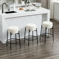 thumbnail image 3 of Zesthouse Swivel Counter Stools Set of 3, 26.7" Modern Boucle Counter Height Bar Stools with Metal Legs, Backless Round Barstools for Kitchen Island, White, 3 of 10