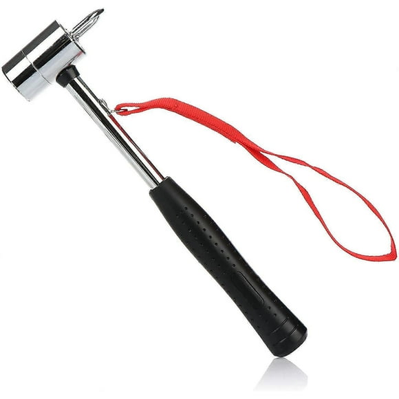 Martillo de camping con tirante - Martillo para tienda de campaña con muñequera - Martillo de pilotes de acero al carbono, cromado (1 pieza)